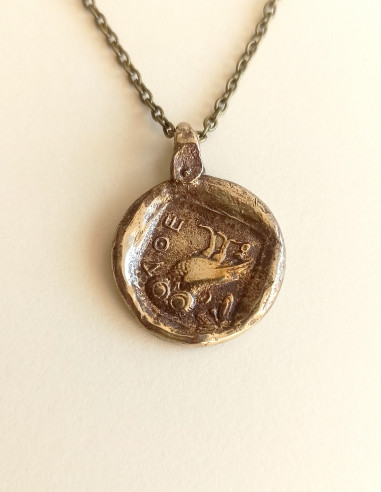 Greece Athena owl coin pendant