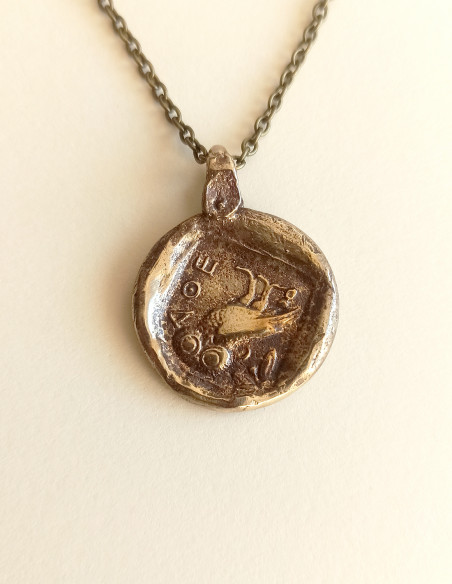 Greece Athena owl coin pendant