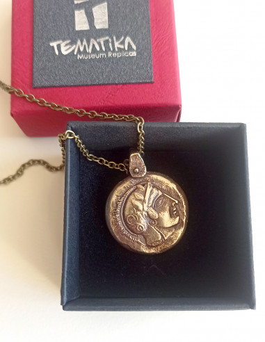 Athena owl coin pendant