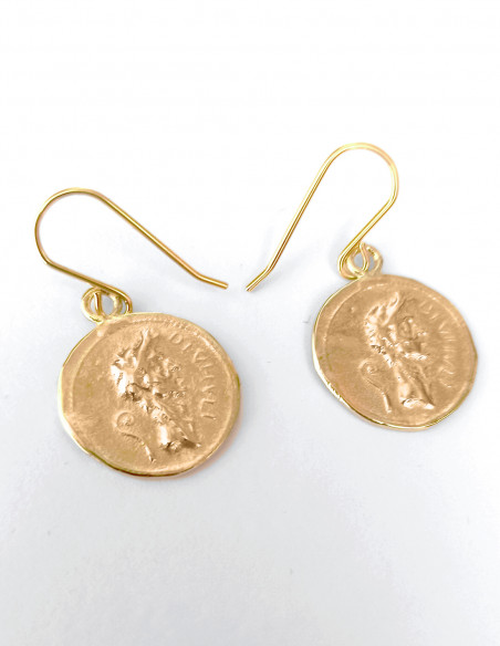 boucles d'oreilles pièce de monnaie Jules César