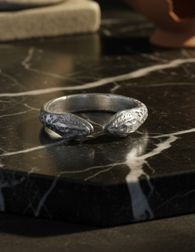 Bague serpent à deux têtes