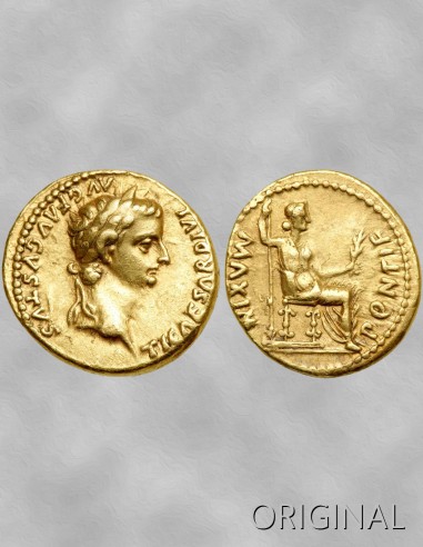Antike römische Schmuckmünze Aureus Tiberius