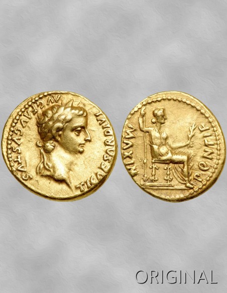 moneta di gioielli antichi romani aureus tiberius